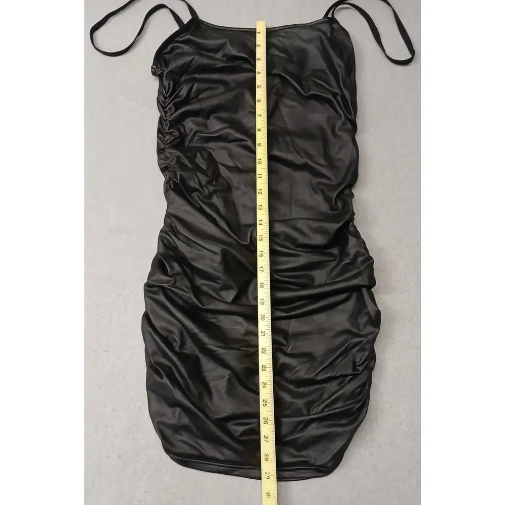 Shein (Large) Women's Black Leather Strap Mini Dress - Picture 1 of 7